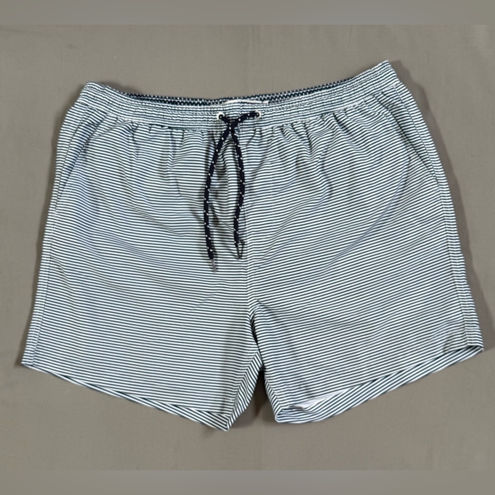 Brave Soul‎ Black and White Striped Swim Trunks